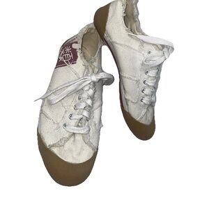 Steve Madden Distressed P-jolt White and Brown Canvas Sneakers Size 10 women’s